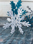 Blue set of 5 wood snowflakes