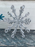 Blue set of 5 wood snowflakes