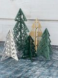 Set of 5 Wooden Christmas Trees