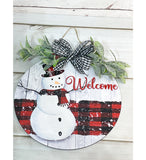 Plaid Snowman Door Hanger, Personalized Door Hanger, Christmas Sign, Christmas Decor, Christmas Front Door Sign, Rustic Christmas