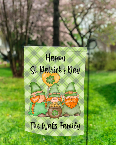 St. Patricks Gnome Garden Flag