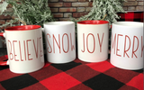 Joy, Merry, Snow, Believe Coffee Mugs