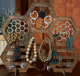 Wood Hexagon Bee Jewelry Hanger,