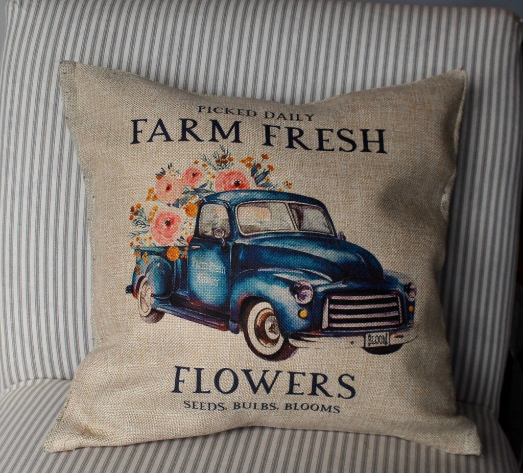 Farm Fresh Flowers Pillow, farmhouse Decor, Porch Pillows, Pillow