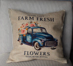 Farm Fresh Flowers Pillow, farmhouse Decor, Porch Pillows, Pillow Covers,  Spring Decor, Summer Decor, Farm Fresh Flowers Truck Pillow