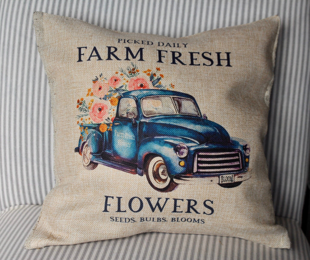 Farm Fresh Flowers Pillow, farmhouse Decor, Porch Pillows, Pillow