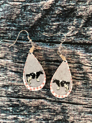 Cow Earrings, Farm Earrings, Cow Gifts, Drop Earrings