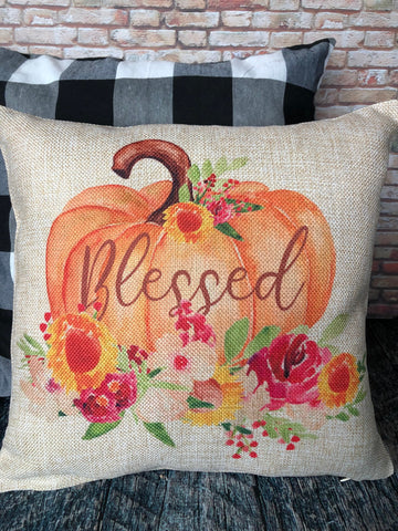 Fall Blessed Pumpkin Pillow