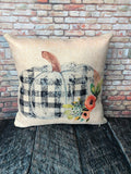 Buffalo Plaid Pumpkin Pillow, Fall Pillow Covers, Burlap Pillows, Fall Decor, White Pumpkin, Farmhouse Decor