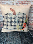 Buffalo Plaid Pumpkin Pillow, Fall Pillow Covers, Burlap Pillows, Fall Decor, White Pumpkin, Farmhouse Decor