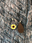 Sunflower and plaid Earrings, Fall Earrings, Fall Gifts, Drop Earrings, Sunflower Earrings, Sunflower Gifts