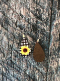 Sunflower and plaid Earrings, Fall Earrings, Fall Gifts, Drop Earrings, Sunflower Earrings, Sunflower Gifts
