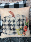 Buffalo Plaid Pumpkin Pillow, Fall Pillow Covers, Burlap Pillows, Fall Decor, White Pumpkin, Farmhouse Decor
