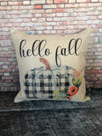 Buffalo Plaid Pumpkin Pillow, Fall Pillow Covers, Burlap Pillows, Fall Decor, White Pumpkin, Farmhouse Decor