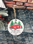 Red Truck Ornament, Personalized Ornaments, Family Photo Ornaments, Christmas Decor, Family Ornaments, Farmhouse Christmas Ornaments