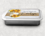 Sunflower on White Personalized Cake Pan