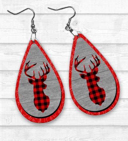 Plaid Deer Earrings, Christmas Earrings, Christmas Gifts, Stocking Stuffers, Women's Gift Exchange