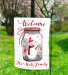Snowman Jar Garden Flag