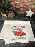 Red Christmas Truck Kitchen Towel, Christmas Kitchen Towels, Farm Fresh Christmas Trees,  Kitchen Towels, Christmas Decor
