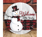 Plaid Snowman Door Hanger, Personalized Door Hanger, Christmas Sign, Christmas Decor, Christmas Front Door Sign, Rustic Christmas