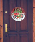 Red Tractor Door Hanger, Personalized Door Hanger, Christmas Sign, Christmas Decor, Christmas Front Door Sign, Rustic Christmas