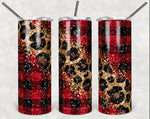 Buffalo Plaid and Leopard Tumbler
