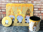 Bee Gnome Desk Set, Mouse Pad, Coaster & Coffee Mug Set