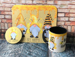 Bee Gnome Desk Set, Mouse Pad, Coaster & Coffee Mug Set
