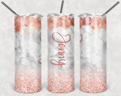 White Marble and Rose Gold Personalized Tumblr