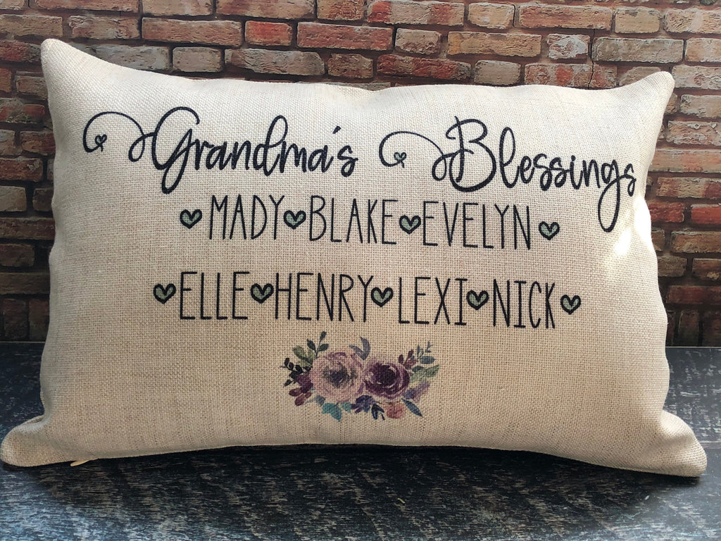 Blessed Grandma Pillows, Grandma Pillow Covers, Personalized