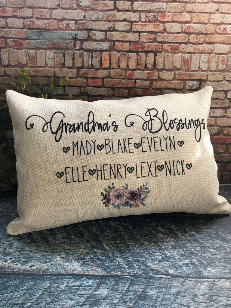 Blessed Grandma Pillows, Grandma Pillow Covers, Personalized