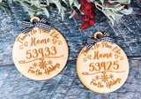 New Home Ornament, Christmas Ornaments, Farmhouse Ornaments, Christmas Decor, 2021 Ornaments, No Place Like Home Ornaments, Zip Code