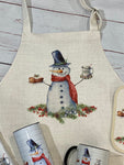 Baking Snowman Apron, Christmas Kitchen Towels, Christmas Aprons, Christmas Decor, Christmas Cookies Apron, Snowman Aprons