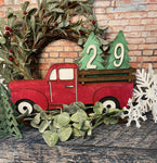 New! Red Truck Christmas Countdown, Farmhouse Christmas Decor, Old Red Truck Decor, Christmas Decor, Advent Calendar, Farmhouse Decor