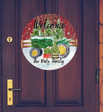 Green Tractor Door Hanger, Personalized Door Hanger, Christmas Sign, Christmas Decor, Christmas Front Door Sign, Rustic Christmas