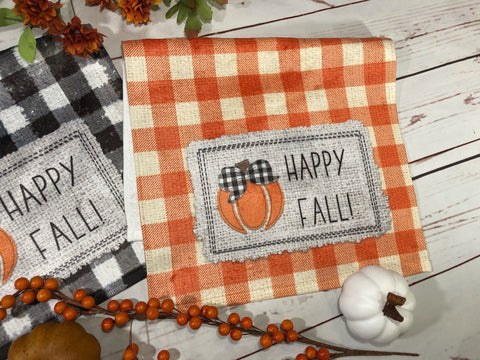 Harvest blessings pumpkin cart personalized decorative tea towel