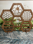 Wood Hexagon Bee Jewelry Hanger,