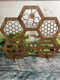 Wood Hexagon Bee Jewelry Hanger,