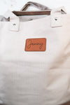 Leather Patch Tote Bag